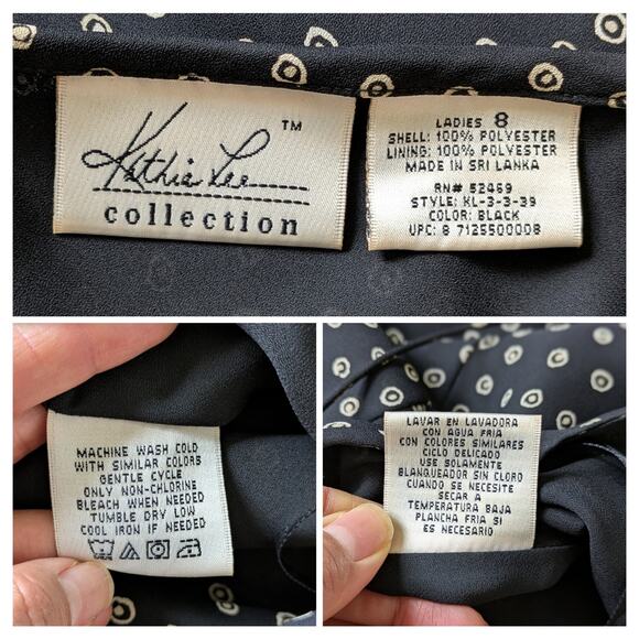 Y2K Kathie Lee Slip Dress 8 Black Polka Dot Asymmetric Hem Whimsigoth Cowl Neck - Picture 3 of 8